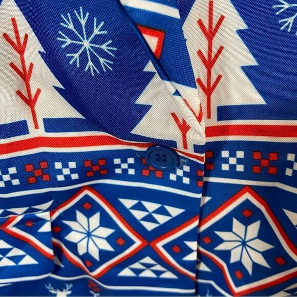 New with Tags Suitmeister Women’s Christmas Nordic Blue Printed Blazer Large - Picture 16 of 16